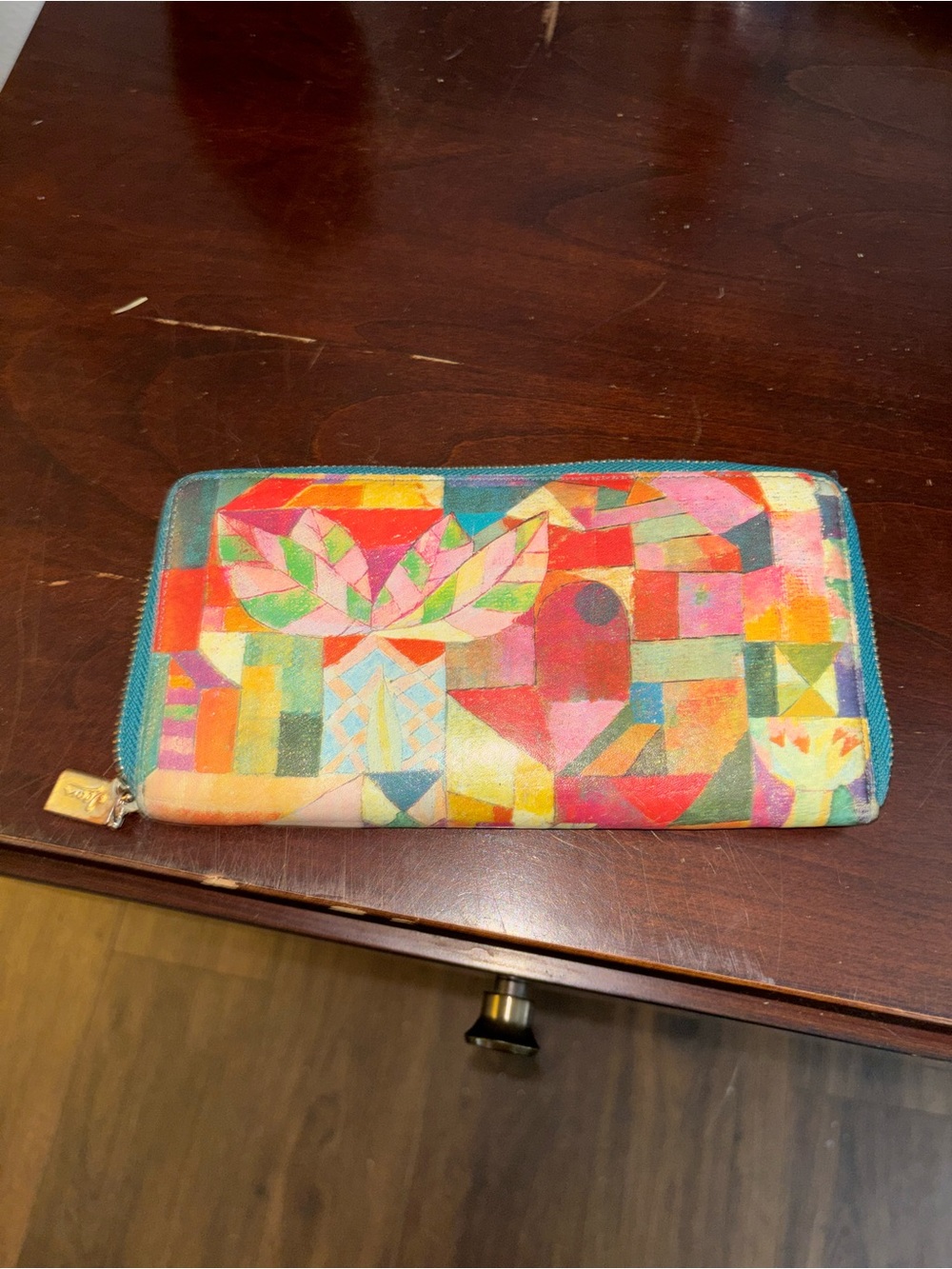 Multicolor Geometric Zip-Around Wallet - Picture 2 of 5